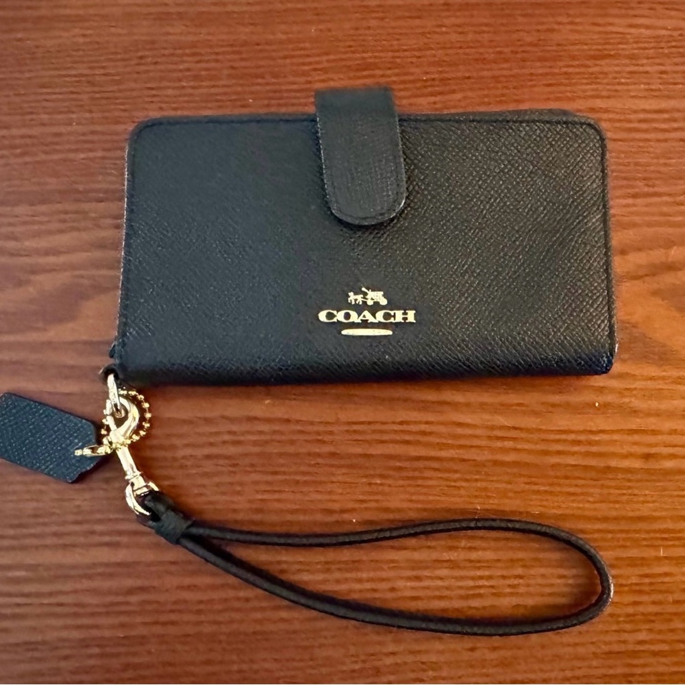 Coach Black Leather Wristlet